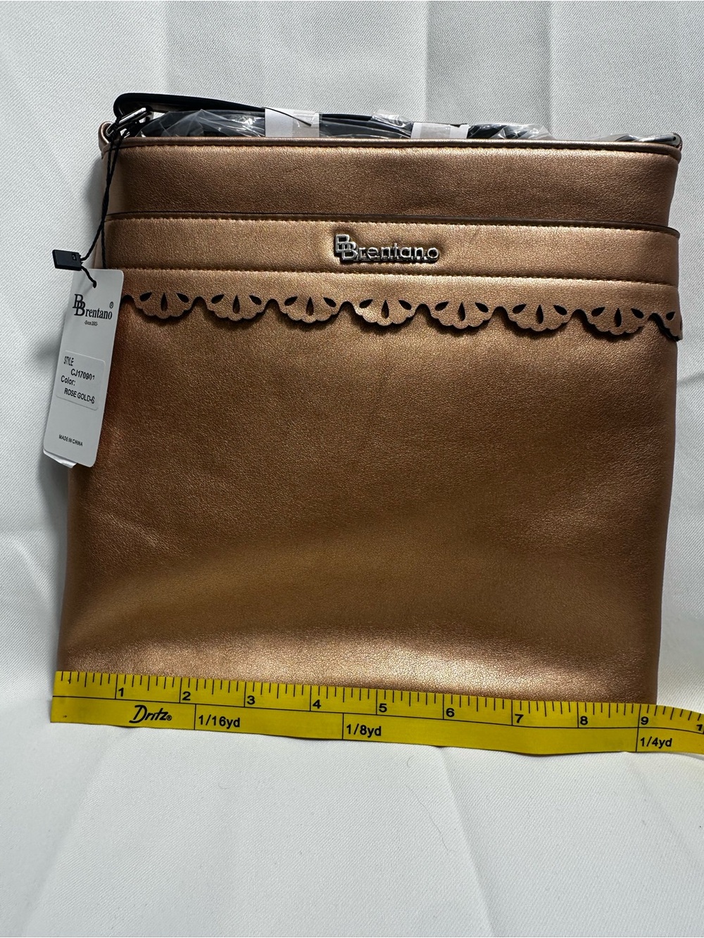 T420. Brentano- Rose Gold Scalloped Crossbody Bag